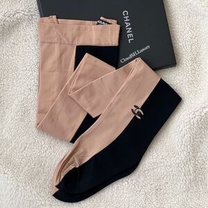 ❌❌ Chanel Bicolor CC Logo Beige Black Tights - Size S